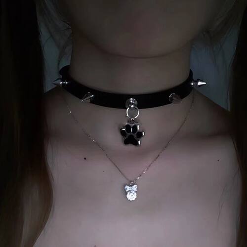 choker New punk bone rivet collar rebellious puppy necklace