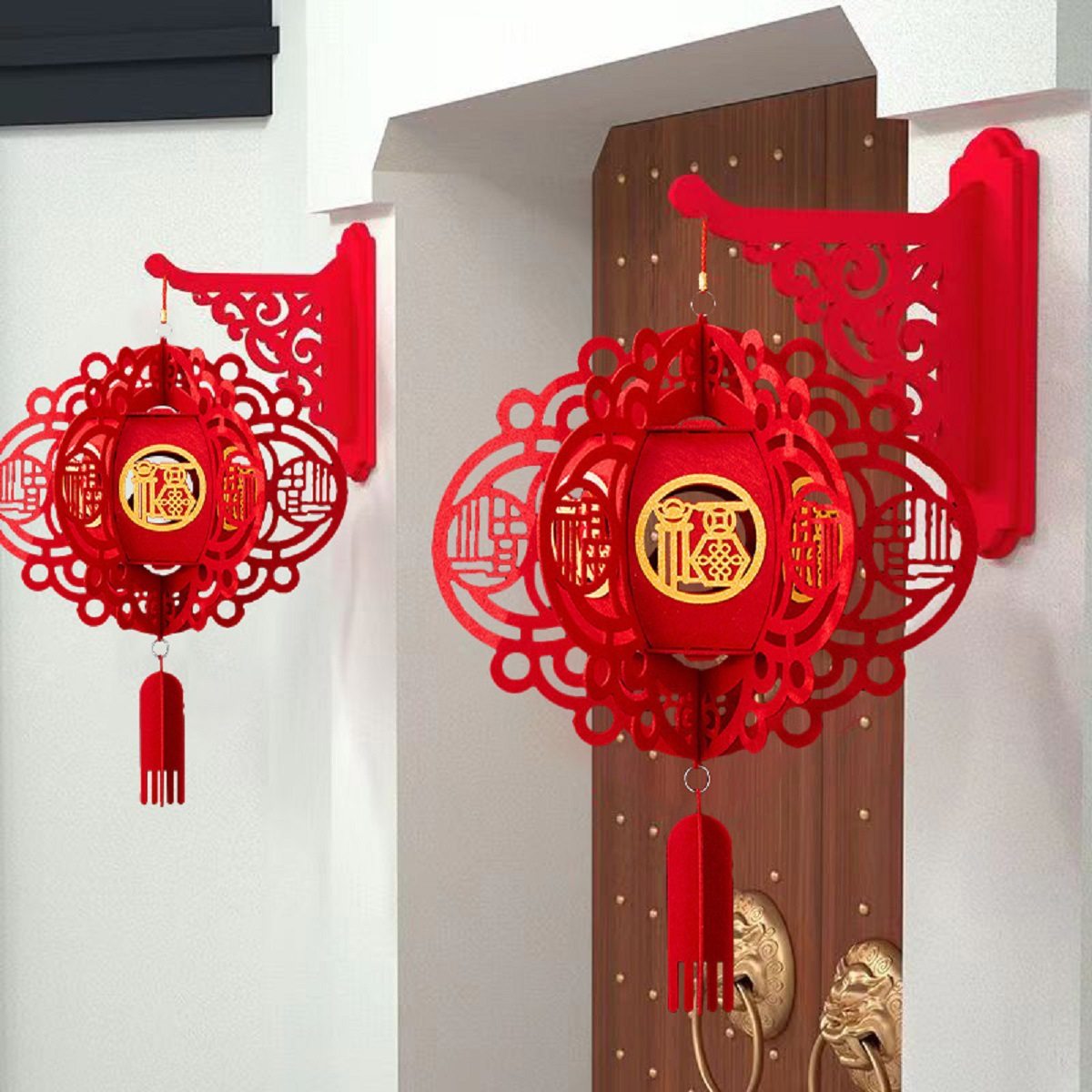 新年灯笼2025新年装饰无纺布大红宫灯春节布置结婚福春喜字小灯笼