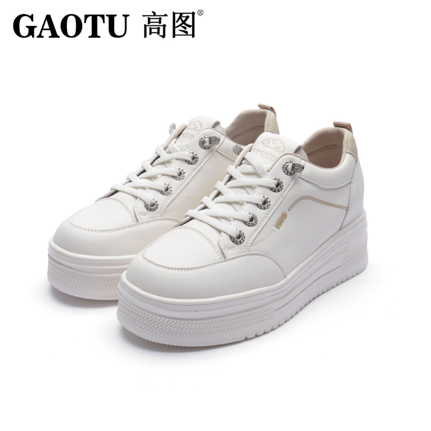 高图2026春款女鞋内增高小白鞋女厚底松糕休闲板鞋单鞋7679-10551