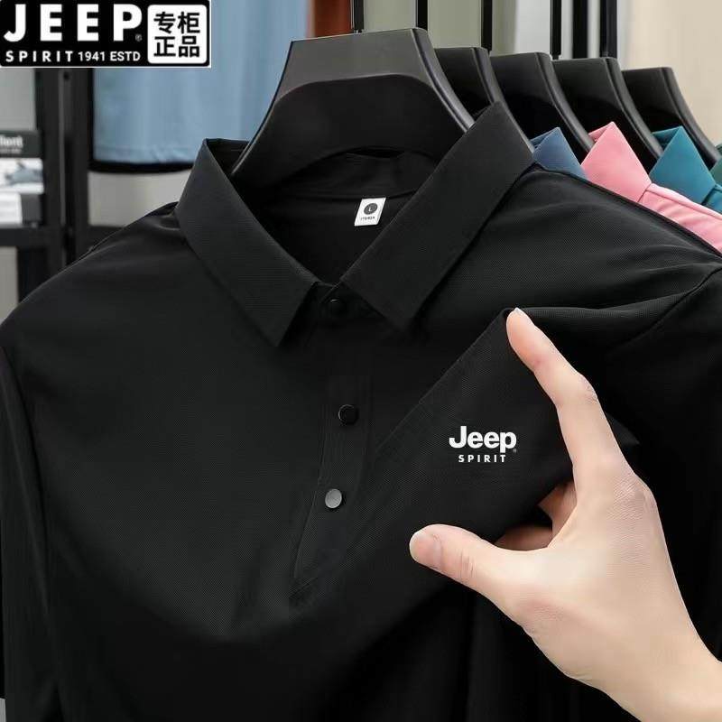 JEEP短袖POLO珠地棉2025夏季新款男士爸爸装吸湿排汗休闲商务T恤