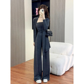 抹胸阔腿裤 高级感气质开衫 休闲运动三件套 女时尚 开春穿搭一整套装