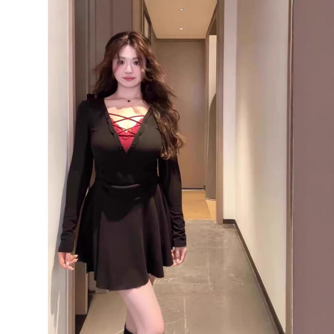 春季新款爆款大码胖mm时尚设计感蕾丝拼接连衣裙修身显瘦裙子