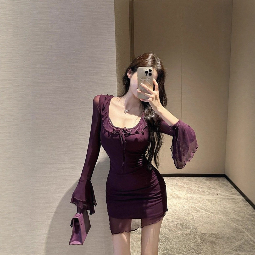 御姐风性感辣妹显身材修身包臀连衣裙时尚紫色漂亮独特绝美小裙子,女装/女士精品,连衣裙,淘宝优惠券,粉丝福利购,淘宝优惠卷