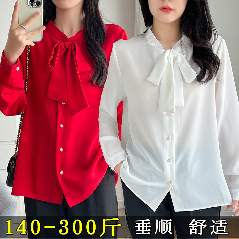 长袖衬衫女单排扣宽松雪纺衫春夏
