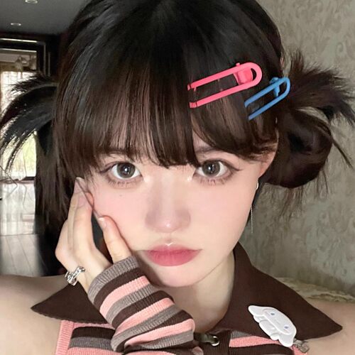 【20个装】超nice哑光彩虹扁圆色发夹侧边刘海渐变一字发卡H