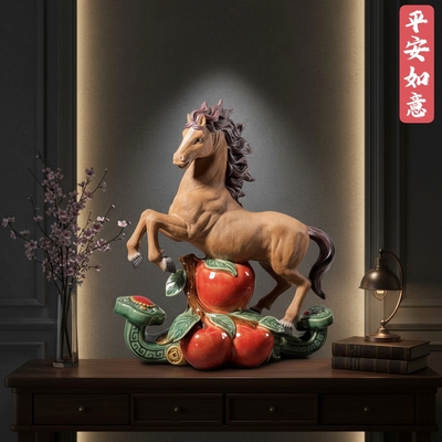马年十二生肖陶瓷马手工摆件家居平安如意装饰品客厅办公室工艺品