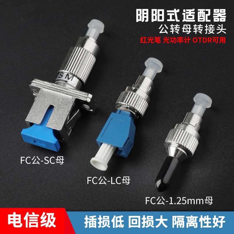 FC公转LC母阴阳式光纤适配器圆转小方FC-LC-SC-ST光纤耦合器法兰盘红光笔光功率计转接头