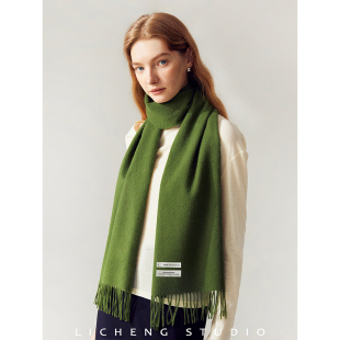 定制款 名字 刺绣送礼物秋冬100%羊毛围巾女保暖围脖 你 礼诚