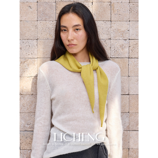 礼诚 显白芥末黄100%羊毛三角巾女秋冬保暖针织围巾简约百搭坎肩