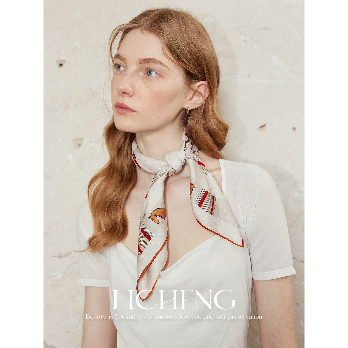 礼诚 老钱风双面提花骏马披挂斜纹真丝丝巾送礼领巾包头印花方巾