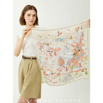 100%桑蚕丝丝巾真丝印花方巾礼物