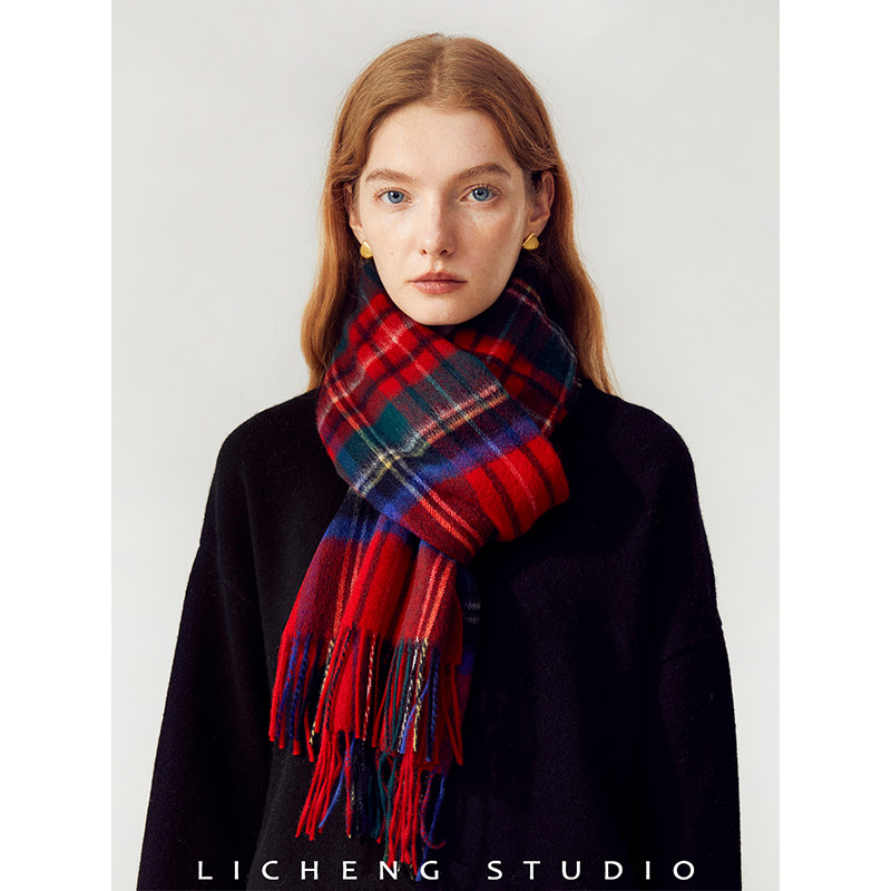 礼诚 英伦红色格子纯羊毛围巾女高级感新年礼盒送礼情侣编织围脖,服饰配件/皮带/帽子/围巾,围巾/丝巾/披肩,淘宝优惠券,粉丝福利购,淘宝优惠卷