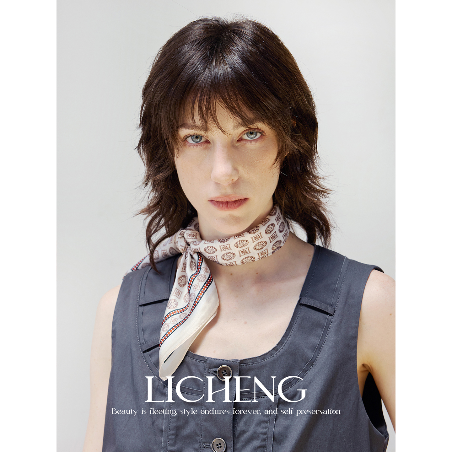 礼诚 气质几何时髦真丝小丝巾女优雅百搭方巾系脖领巾桑蚕丝头巾