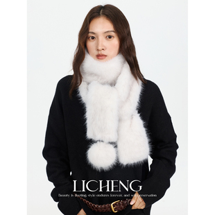 礼诚 北国来信环保皮草围巾女冬季加厚保暖东北防寒挂球毛绒围脖