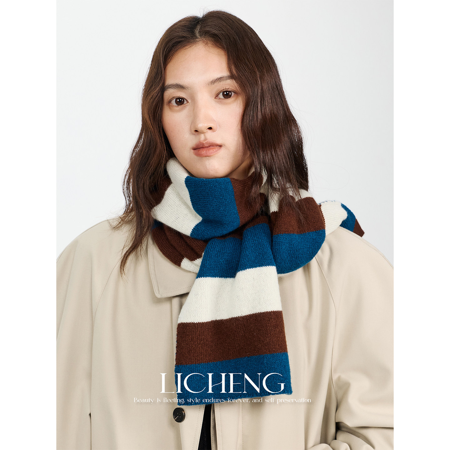 礼诚 复古撞色条纹100%绵羊毛围巾女冬季保暖高级感针织围脖男,服饰配件/皮带/帽子/围巾,围巾/丝巾/披肩,淘宝优惠券,粉丝福利购,淘宝优惠卷