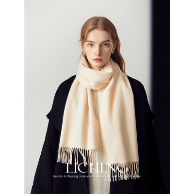 礼诚100%山羊绒围巾礼物窄版披肩