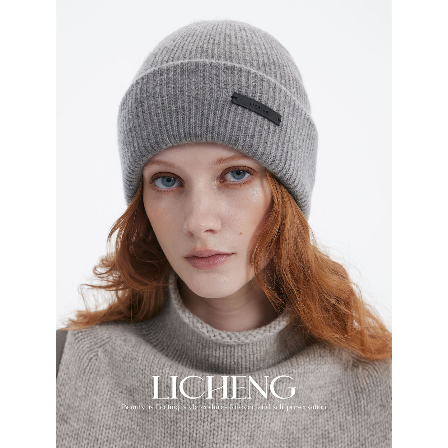 康赛妮100%全羊绒针织帽包头帽