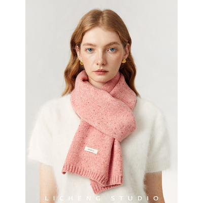 礼诚 花纱色系100%纯羊毛围巾女冬季2025新款保暖针织毛线围脖