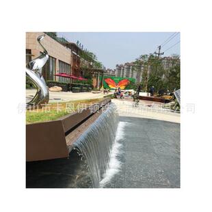 景观不锈钢雕塑水池出水口铁艺景墙装饰屏风格栅厂家加工安装出口