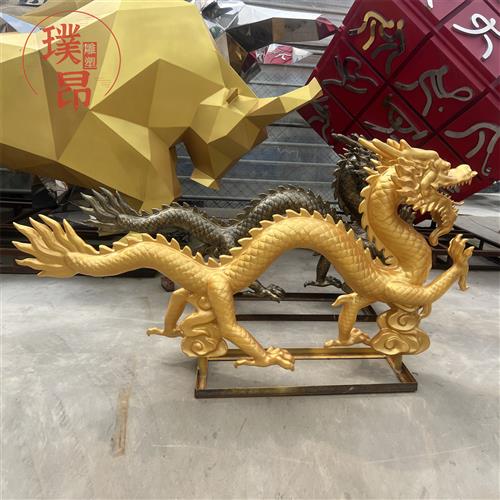 米长巨型金色玻璃钢神龙户外大型仿真巨龙摆件二龙戏珠仿铜雕塑