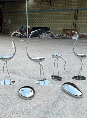 不锈钢白鹭抽象鸟金属仙鹤雕塑酒店售楼部庭院水池装饰摆件艺术品