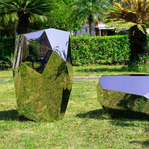 户外不锈钢石头雕塑别墅园林景观售楼处几何块面艺术落地雕塑摆件