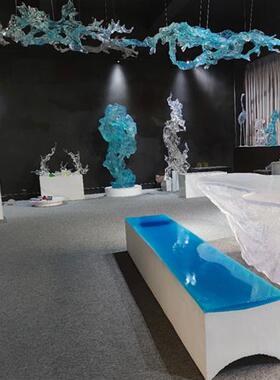 酒店售楼处大堂空中吊顶装饰透明浪花雕塑吊饰树脂摆件挂壁装饰品