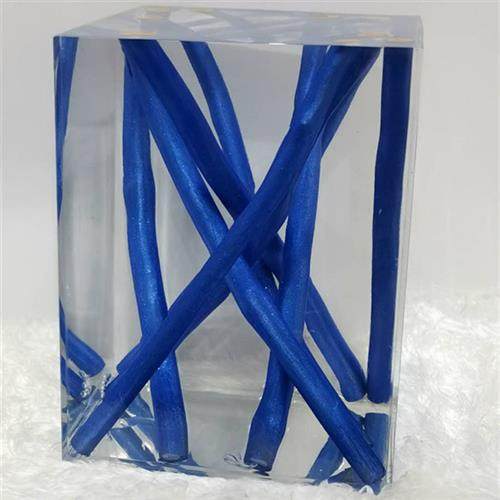 现代简约创意实木方形透明树脂别墅酒店样板房坐凳墩子摆件