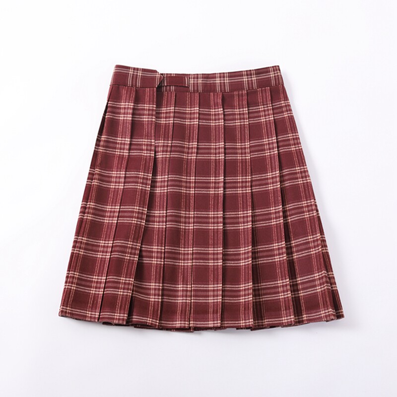 春季新款学生韩版复古裙A字裙jk格子半身裙女学院风百褶制服短裙