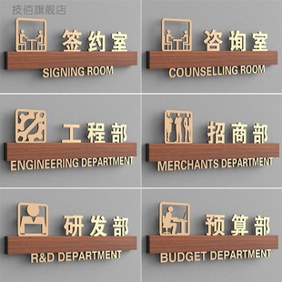 签约室办公室门牌定制开标评标室洽谈室接待室公司部门科室牌运营部直播间高档总经理会议室亚克力标识牌订做