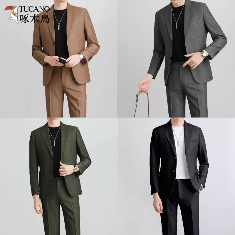 딱따구리 하이엔드 남성 캐주얼 정장 봄 가을 한국 버전 슬림핏 가벼운 성숙한 스타일 잘생긴 정장 재킷 유행