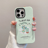 泼墨薄荷绿甜点适用苹果15promax新款 创意iPhone13女款 14全包11韩系ins小众12高级感xr菲林二合一plus手机壳
