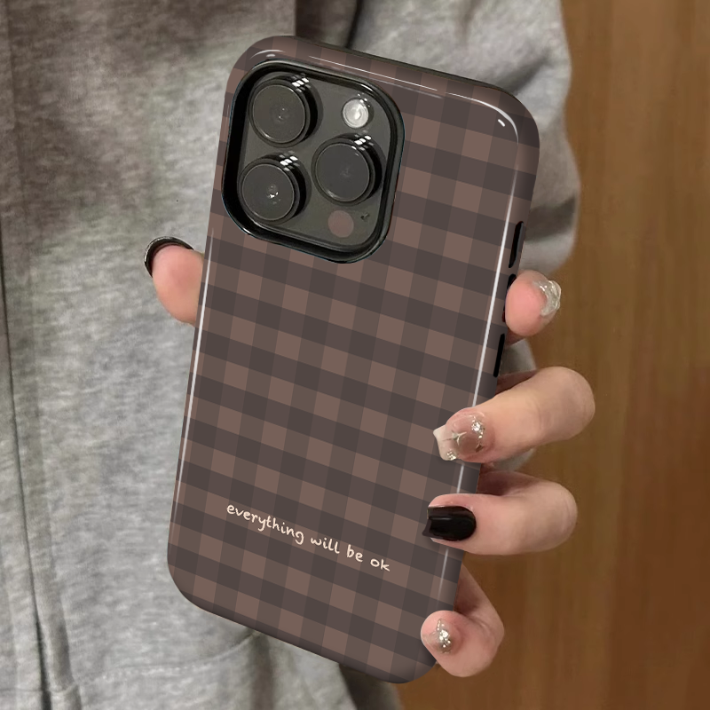 秋冬简约复古格子 适用苹果16promax新款iPhone15手机壳女生1314高级感小众不撞款12二合一菲林11保护套plus,3C数码配件,手机保护套/壳,淘宝优惠券,粉丝福利购,淘宝优惠卷