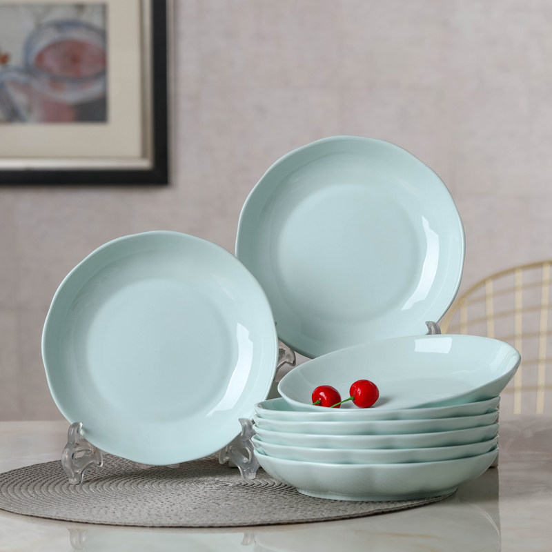 【4个装】餐具套装创意家用菜盘子菜盘圆形深口盘汤碟水果西餐盘,餐饮具,盘,淘宝优惠券,粉丝福利购,淘宝优惠卷