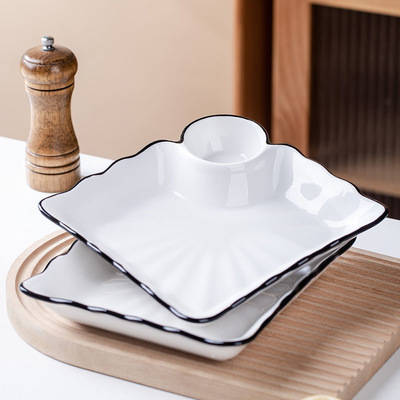 简约饺子盘带醋碟碗虾家用