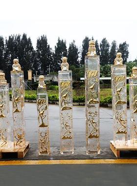 新中式大门镇宅招财狮子透明树脂雕塑摆件栓马柱酒店麒麟獬豸定制