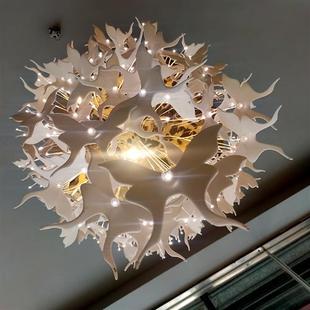 后现代简约创意设计师个性 别墅售客厅楼部蝴蝶陶瓷发光光纤吊灯