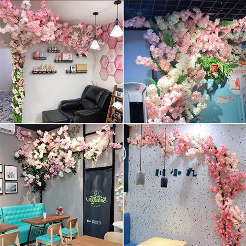 仿真樱花花枝室内墙面吊顶装饰假仿真绿植