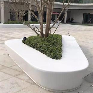GRC树池坐凳定制UHPC混凝土泰科石花坛座椅玻璃钢景观弧形异形凳