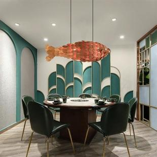 厂家直供吊灯创意酒店火锅店餐厅饭店门厅大堂楼梯鱼形吊灯