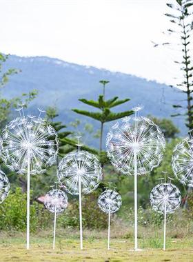 户外大型不锈钢花朵蒲公英镂空雕塑铁艺植物园林景观发光装饰摆件
