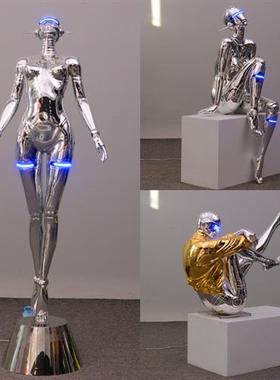 空山基女神雕塑机械姬大型摆件网红店酒吧KTV潮流玻璃钢落地装饰