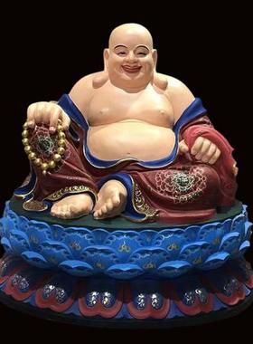 弥勒佛佛像树脂玻璃钢雕塑摆件汽车漆彩绘极彩纯手工铜雕脱胎