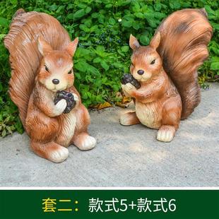 户外仿真松鼠玻璃钢雕塑公园园林花园景观装 饰雕塑树脂工艺品摆件