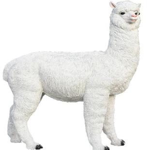 户外园林景观装 饰动物玻璃钢雕塑仿真羊驼摆件花园庭院商场幼儿园