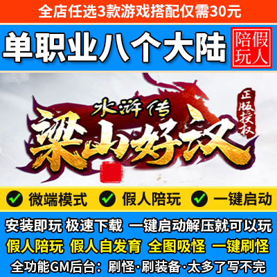 热血传奇单机版电脑梁山好汉单职业八个大陆专属假人陪玩微端光柱