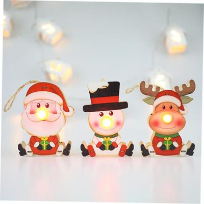 Christmas Wooden decoration Pendant Led Light Santa Snowman