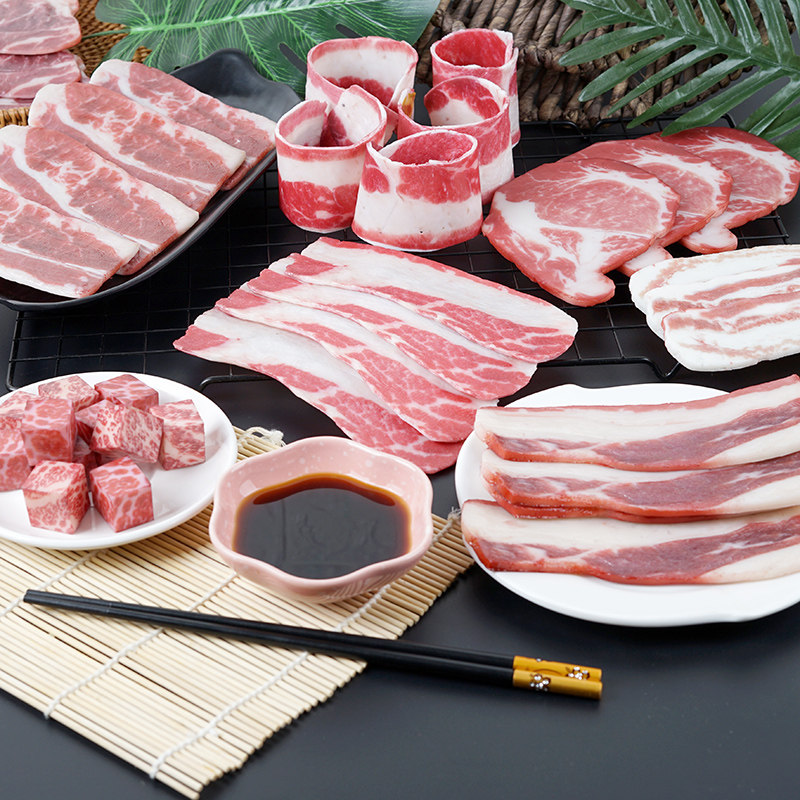 仿真韩式烤肉食材牛羊猪肉套餐模型假烧烤串食材装饰摆设挂件道具