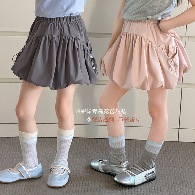 艾摩贝贝女童公主抽绳花苞短裙