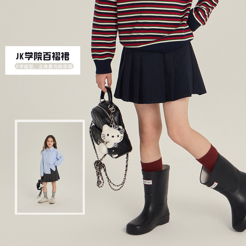 女童秋装韩版洋气百褶裙半身裙